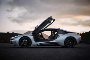 The 2018 BMW i8 Coupe Doors Open Side